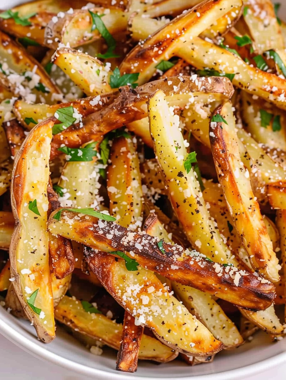 Raw cut and seasoned fries in a bowl
