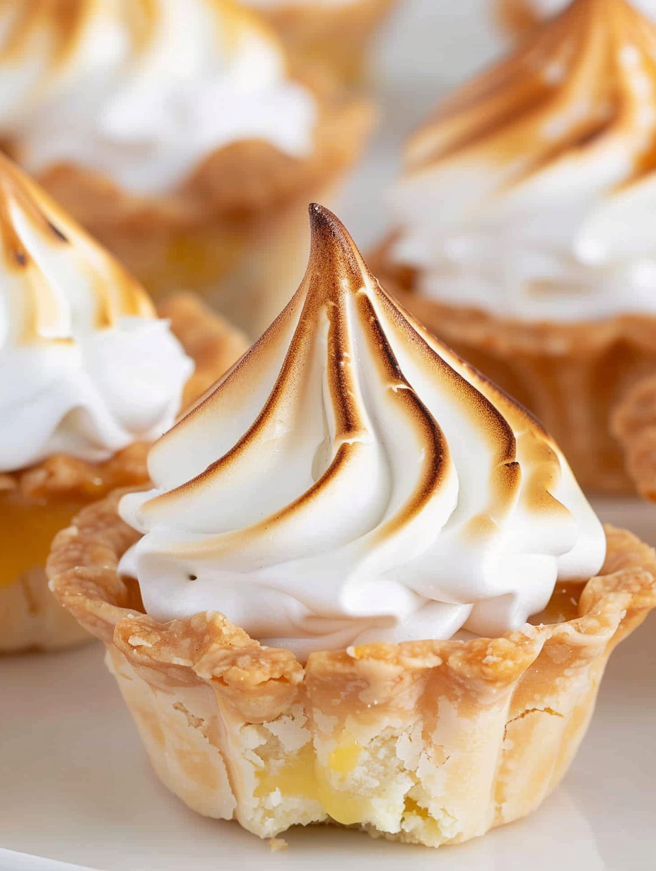 Mini lemon meringue pies cooling on a rack