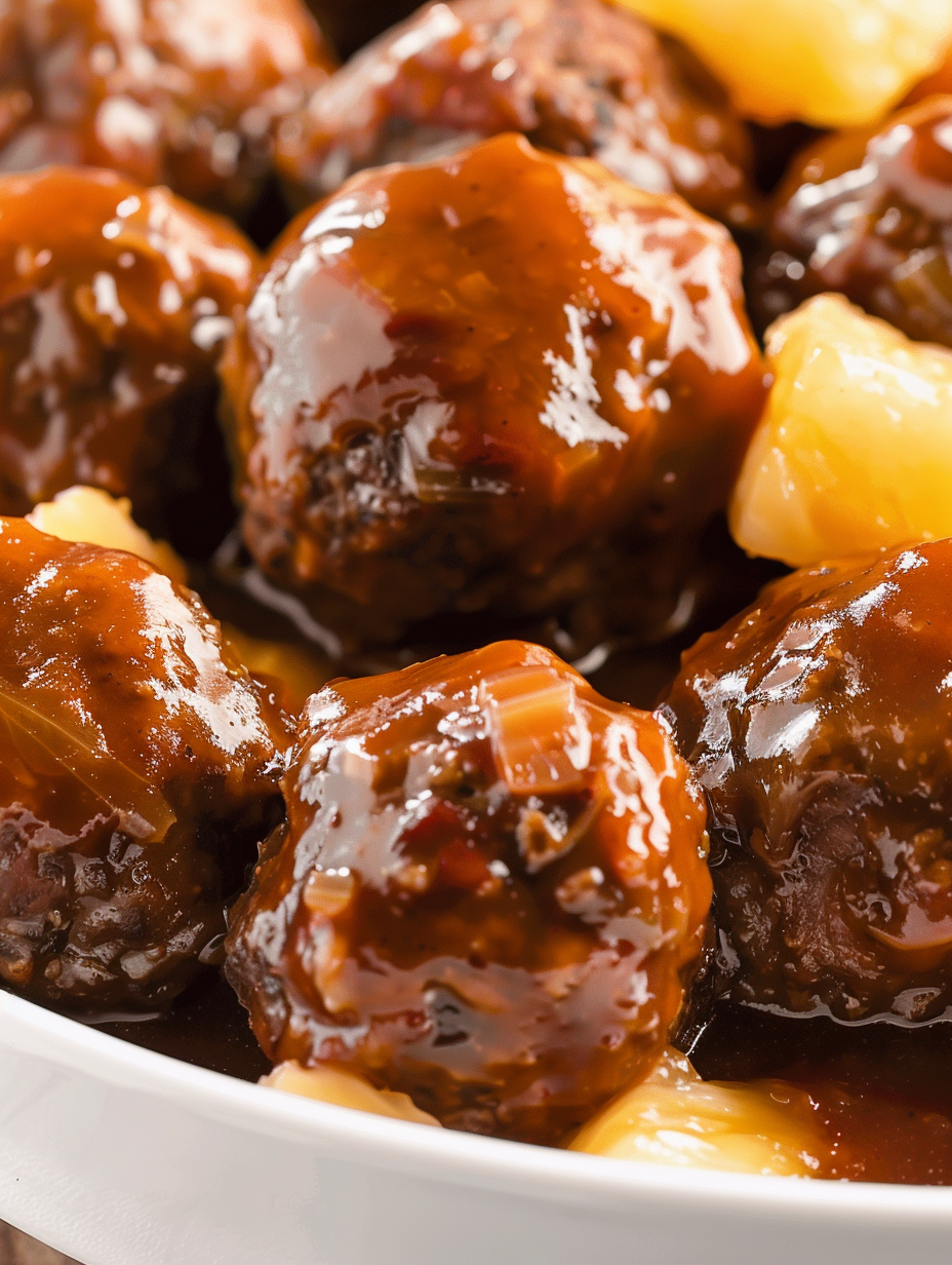 Sweet and Sour Meatballs in baking dish