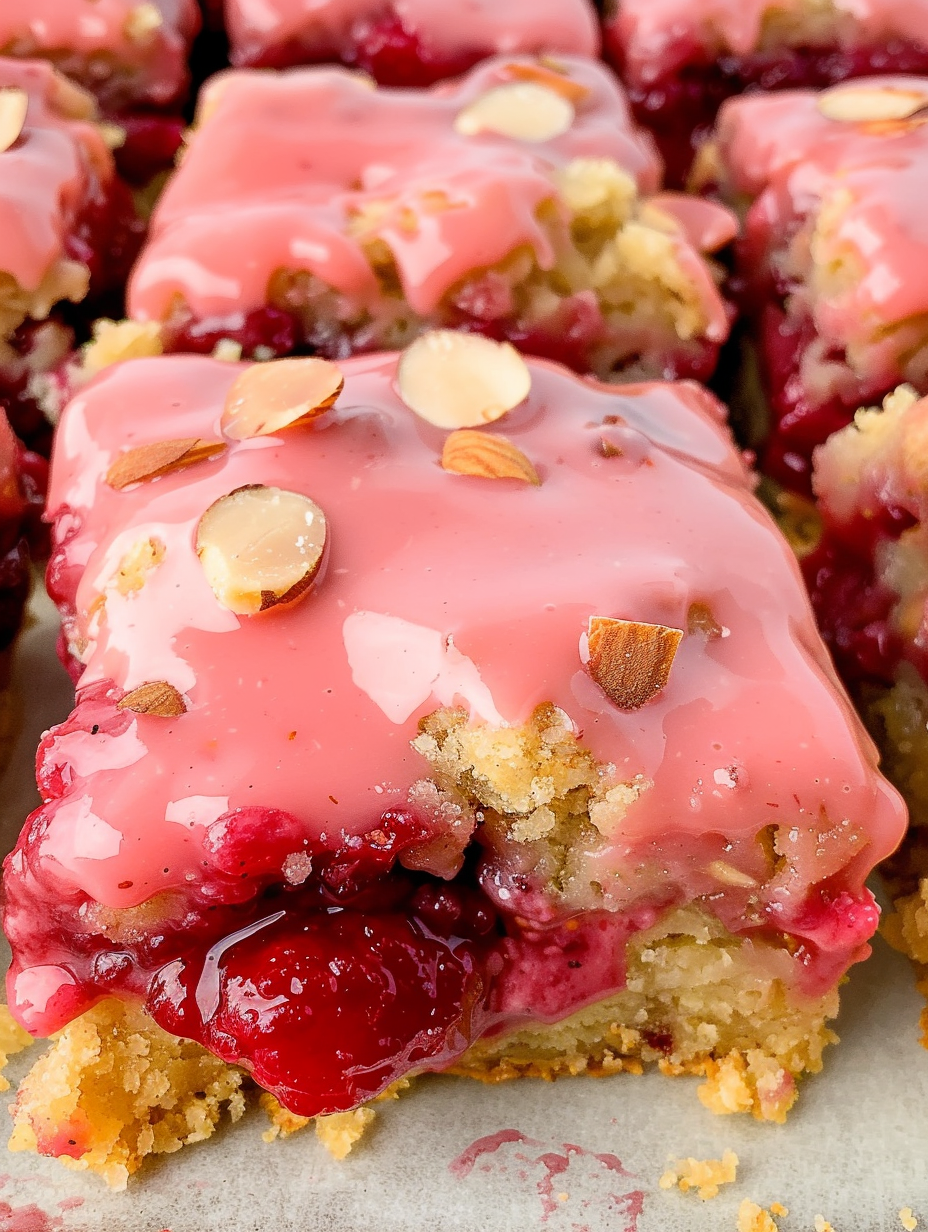 White chocolate raspberry blondies in pan