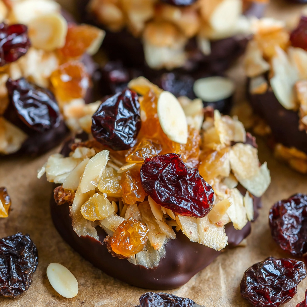 Stack of chocolate-dipped florentines ready for gifting