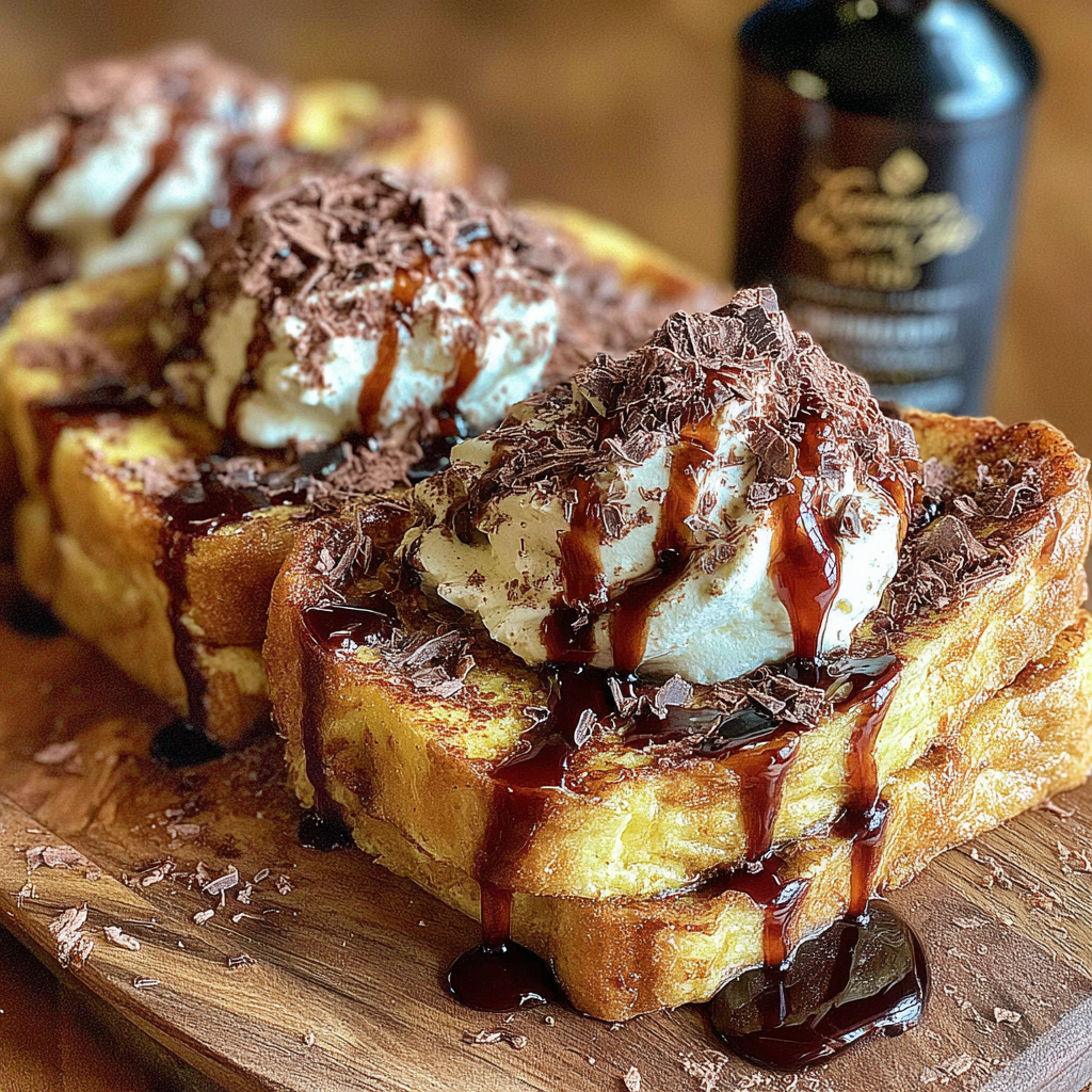 Sliced stuffed French toast revealing mascarpone filling
