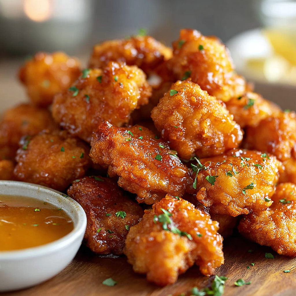 Close-up of crispy panko crust on chicken bites