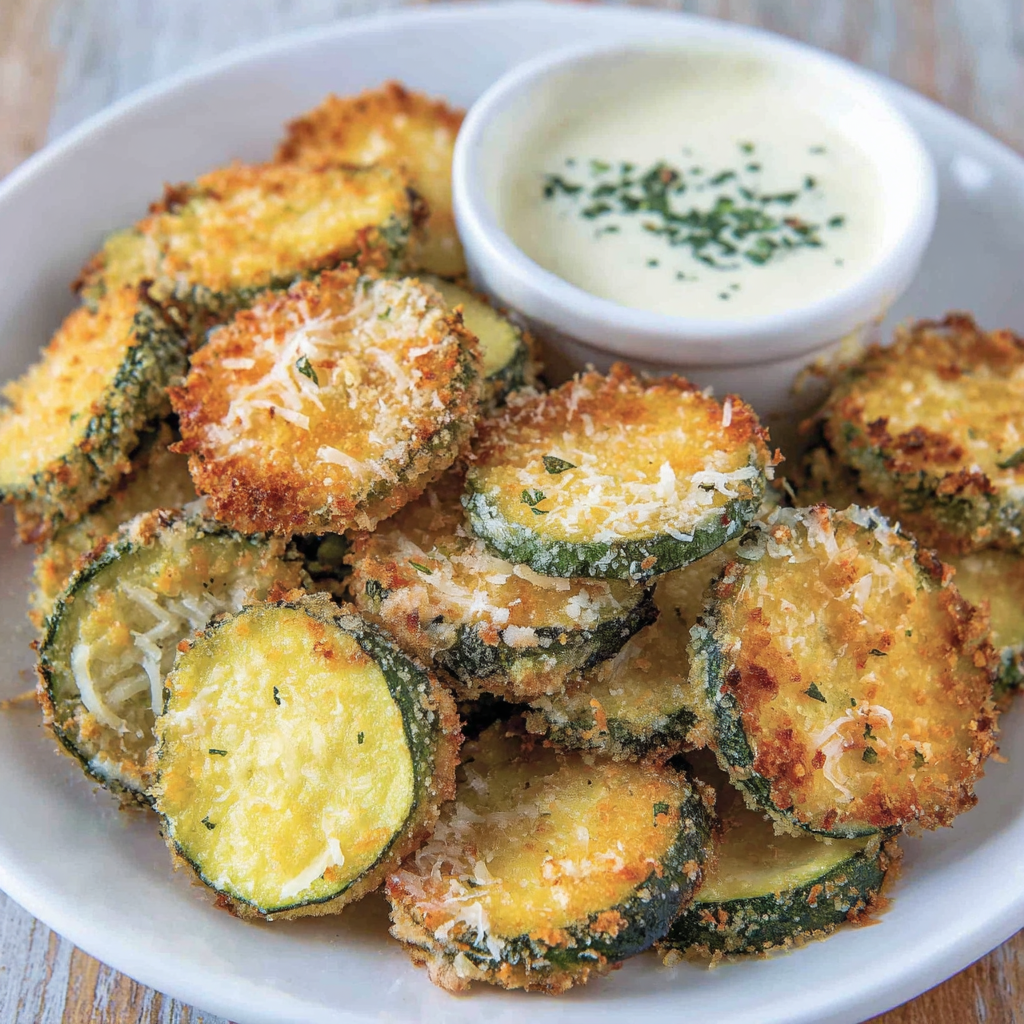 Close-up of panko-Parmesan coating on zucchini showing crisp texture