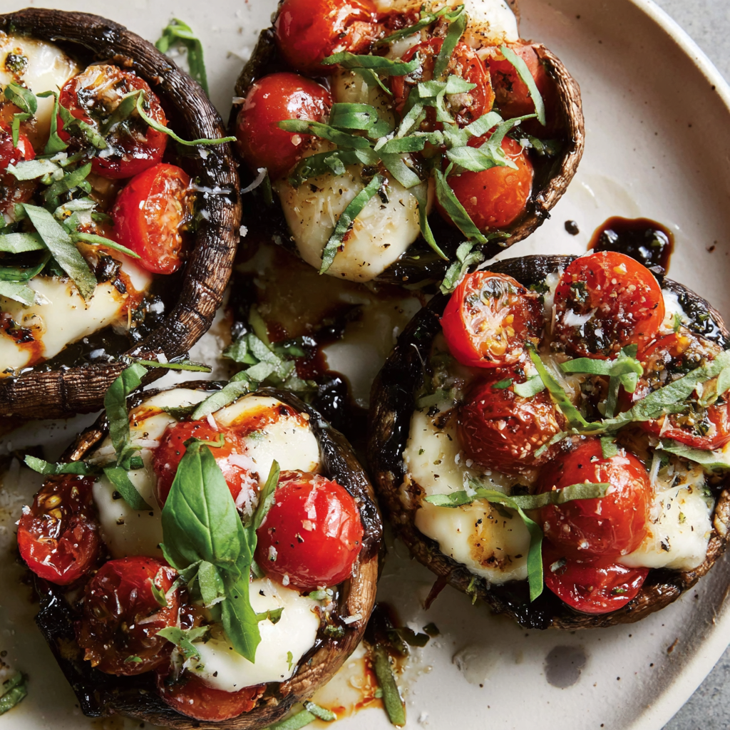 Fresh basil and mozzarella pearls ready to be stuffed