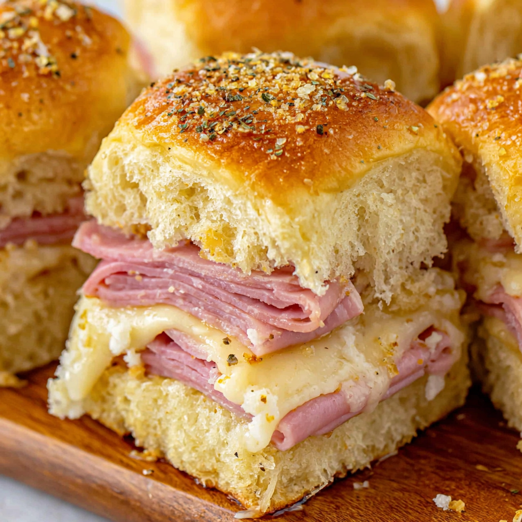 Close up of seasoned butter being poured over slider tops
