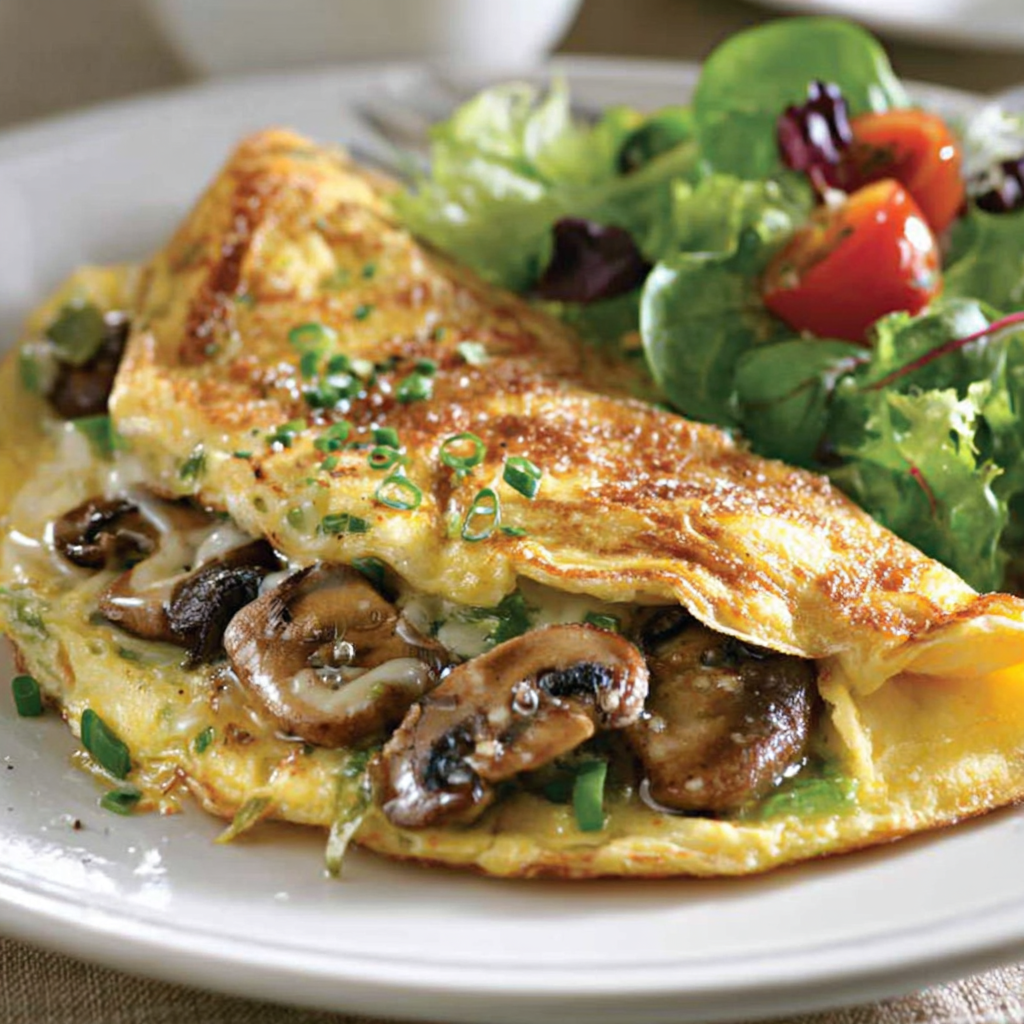 Mushroom and Spring Onion Omelette