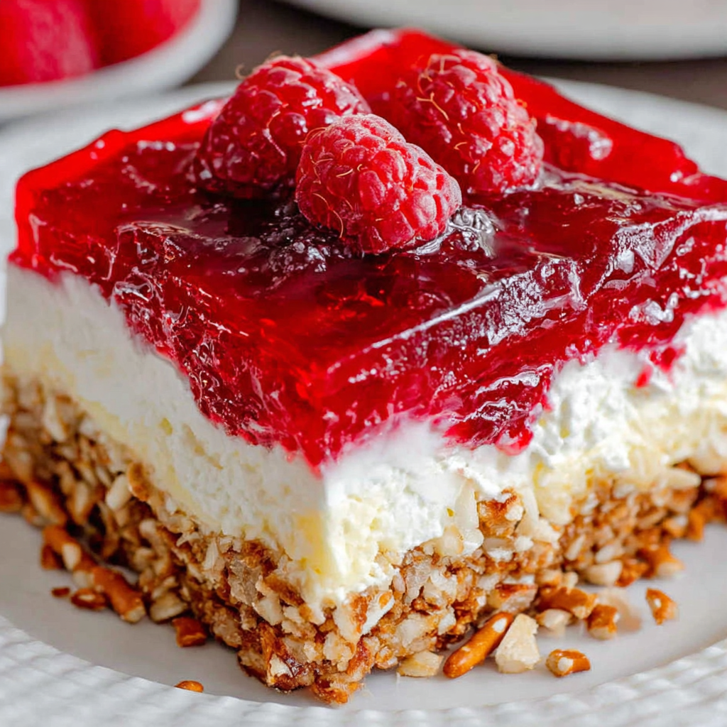 Raspberry Pretzel Salad
