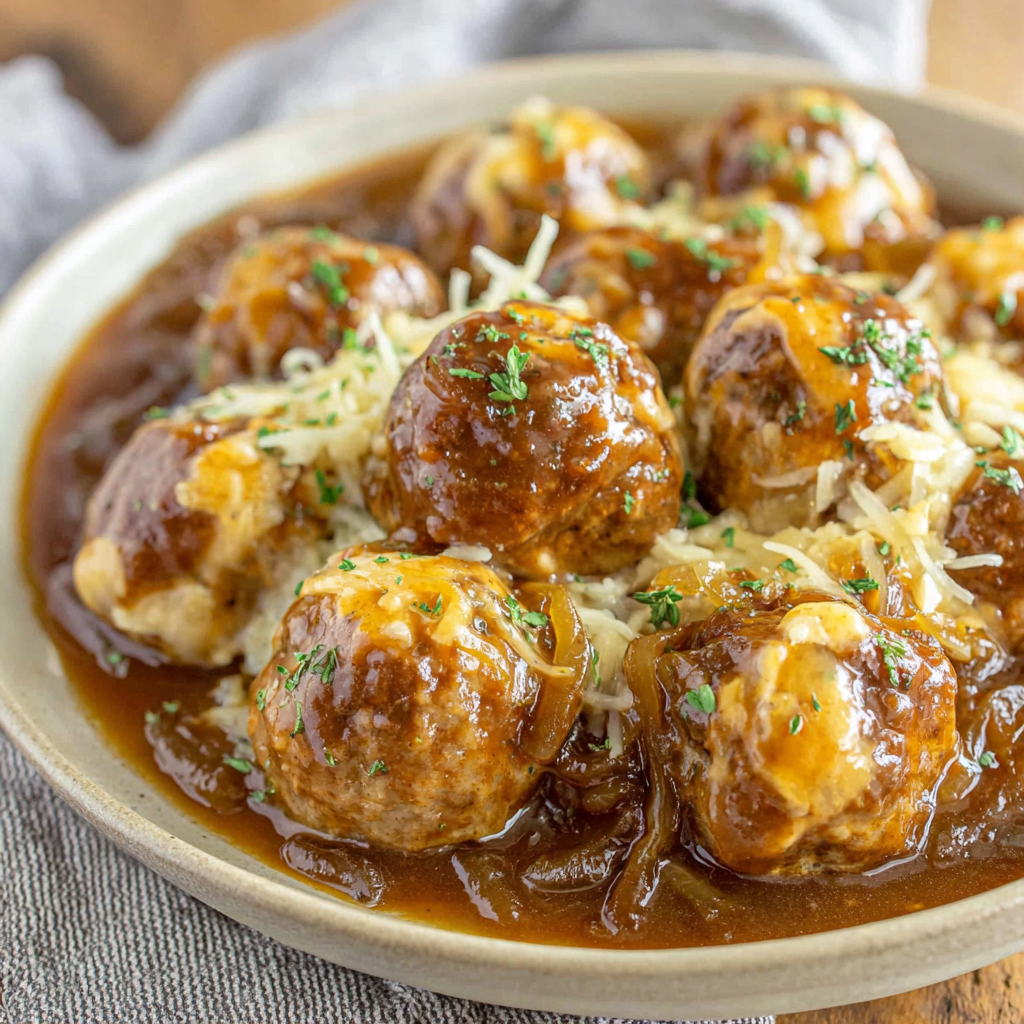 Crock Pot French Onion Meatballs