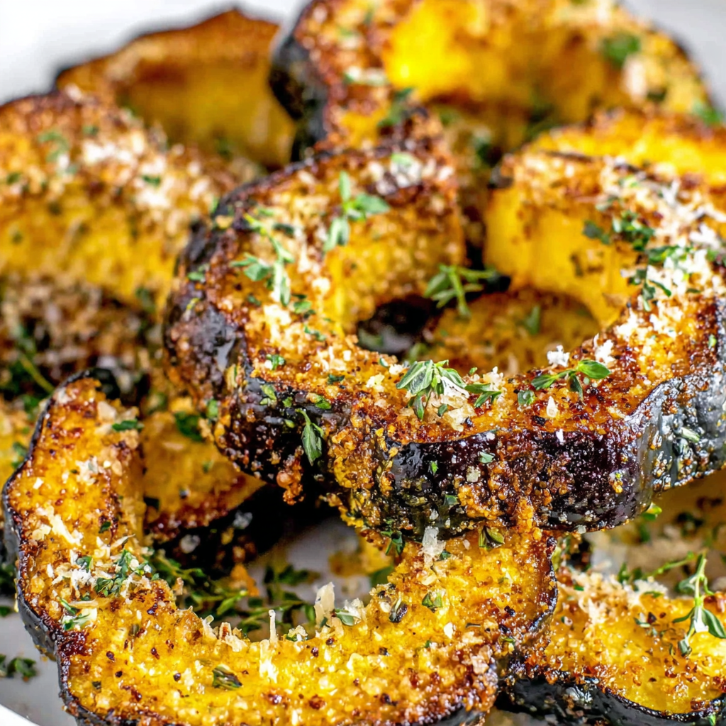 Classic Herb Roasted Acorn Squash with Parmesan