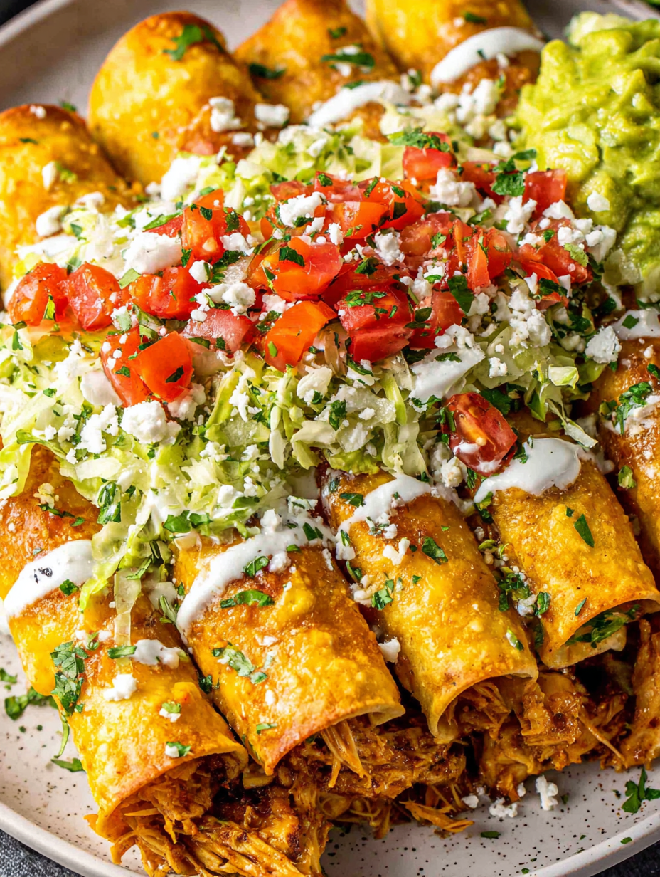 stack of prepared flautas with toppings