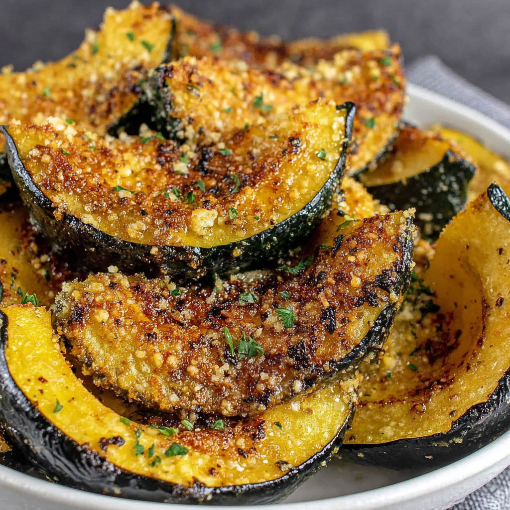 Baked Parmesan Garlic Acorn Squash