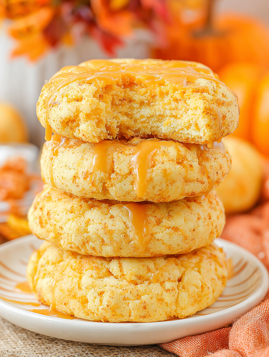 Pumpkin cheesecake cookies on a tray