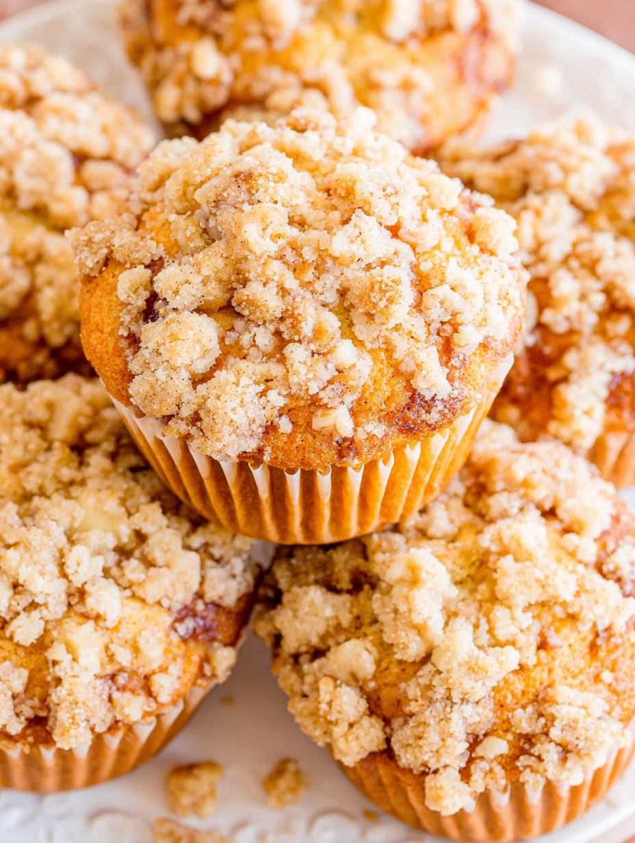Apple muffins with pecan crumb topping on a cooling rack