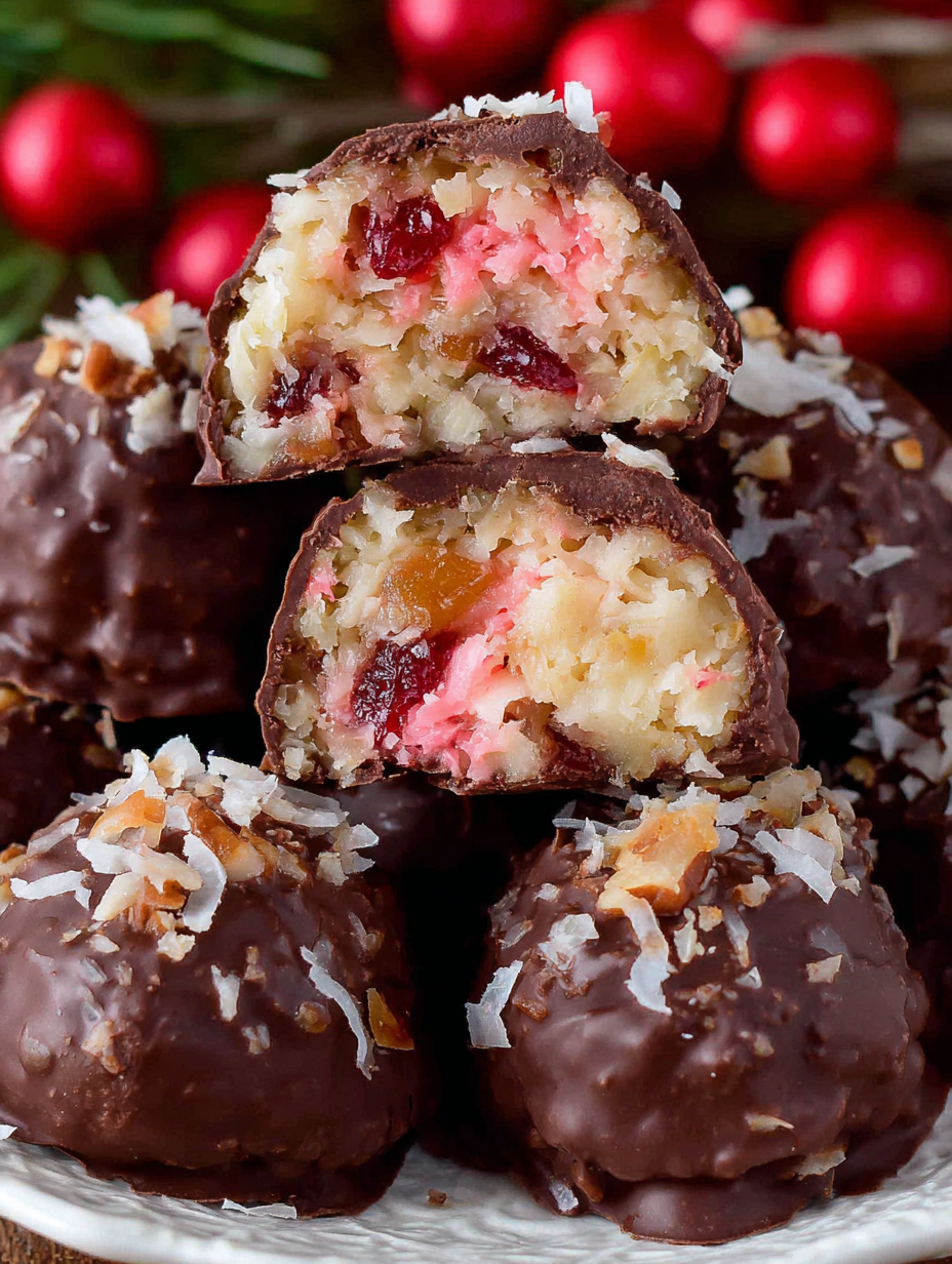 Close-up of chopped cherries and pecans