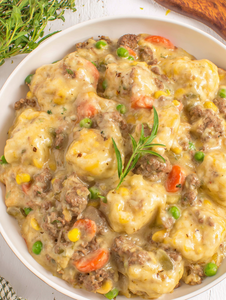 Spoonful of beef and fluffy dumpling