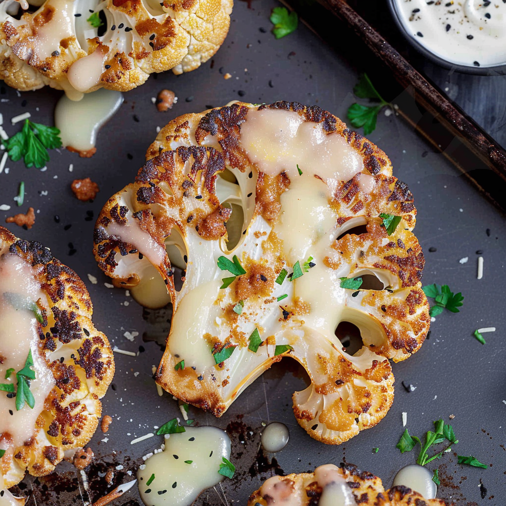 Marinated Cauliflower Schnitzel with Cheese
