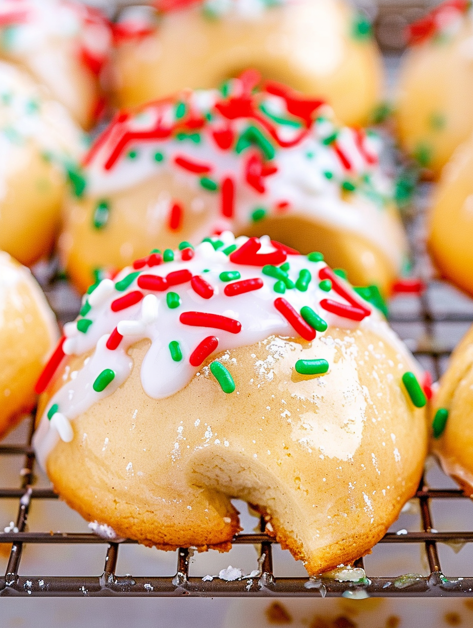 Eggnog teacakes glazed and sprinkled