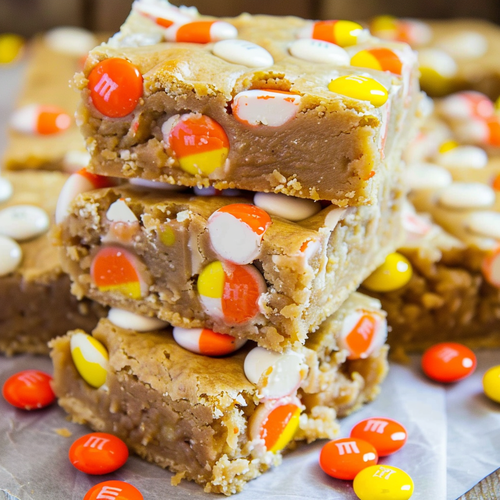 Candy Corn White Chocolate M&Ms Halloween Blondies