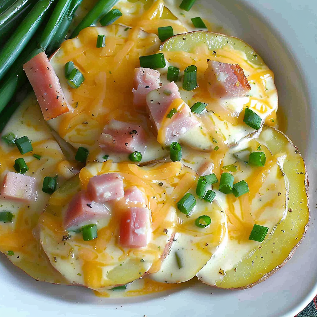 Slow Cooker Creamy Ham and Potatoes