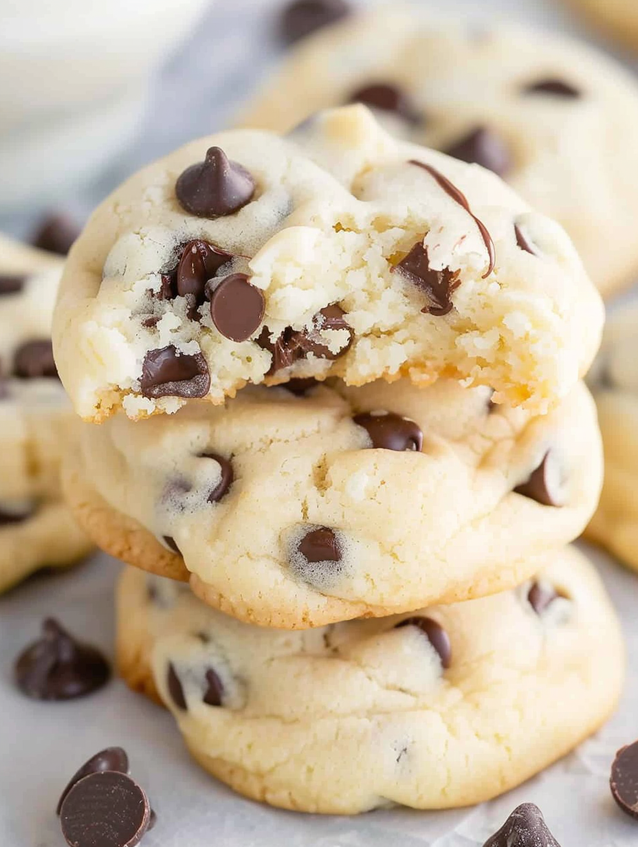 Chocolate chip cheesecake cookies on parchment