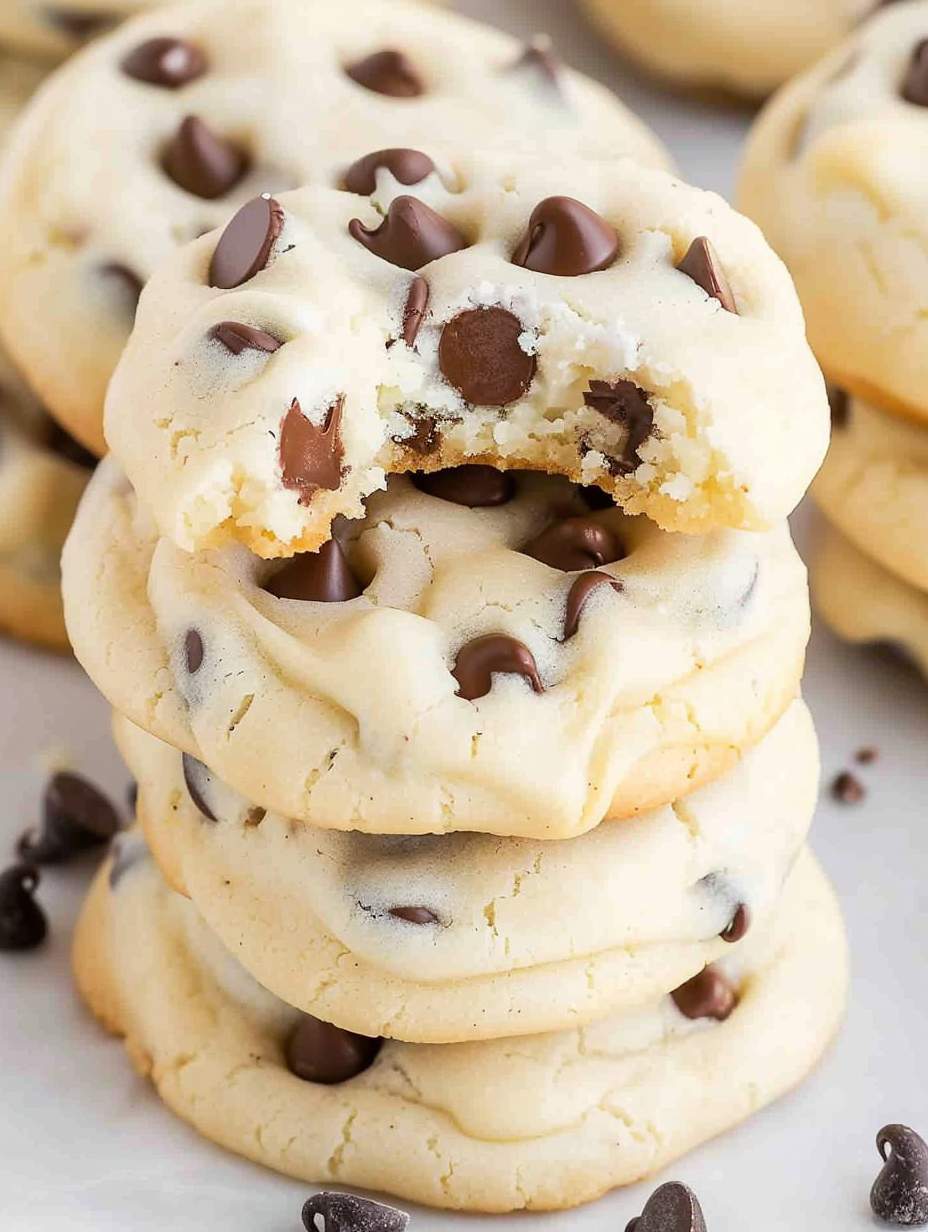 Close-up of cookie texture with chips