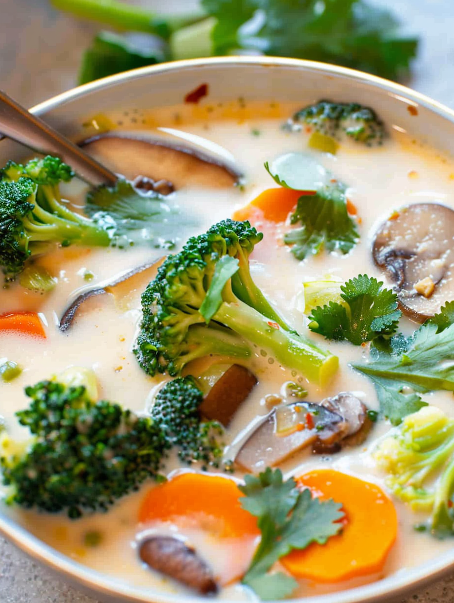 Fresh ingredients for Thai coconut soup