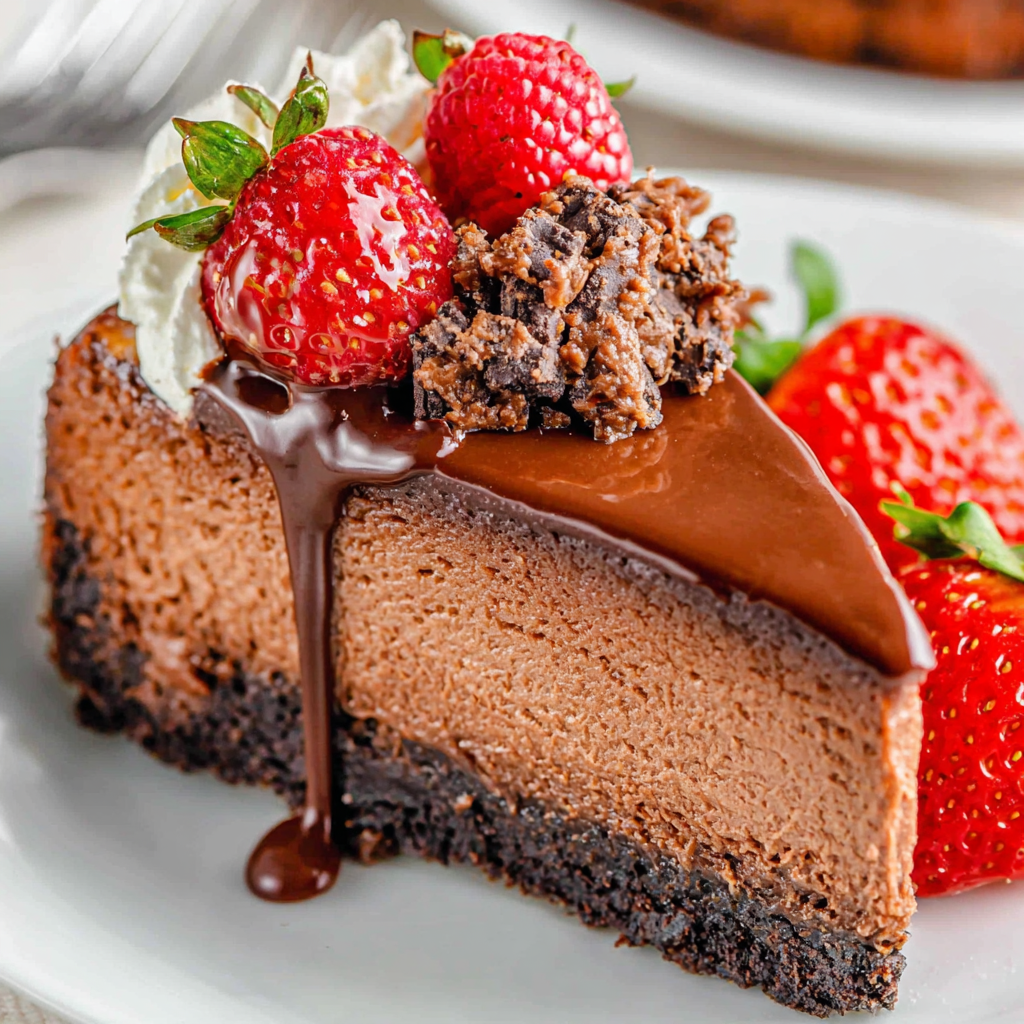 The BEST Triple Chocolate Cheesecake
