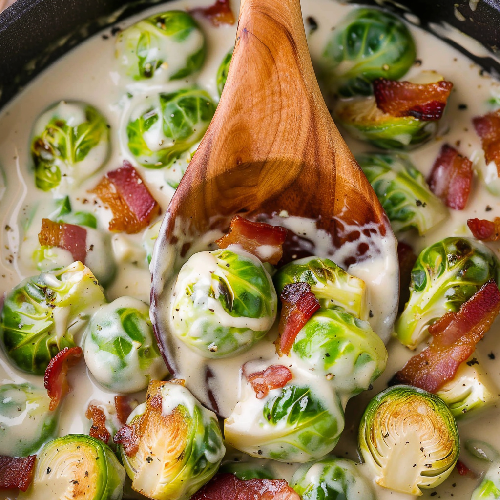 Brussels Sprouts in Alfredo Sauce
