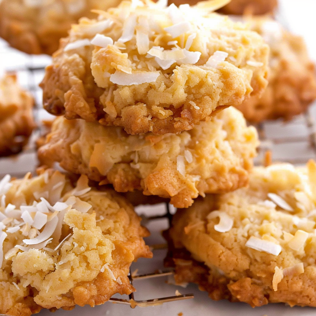 Coconut Cookies with Crunchy Edges and Chewy Centers