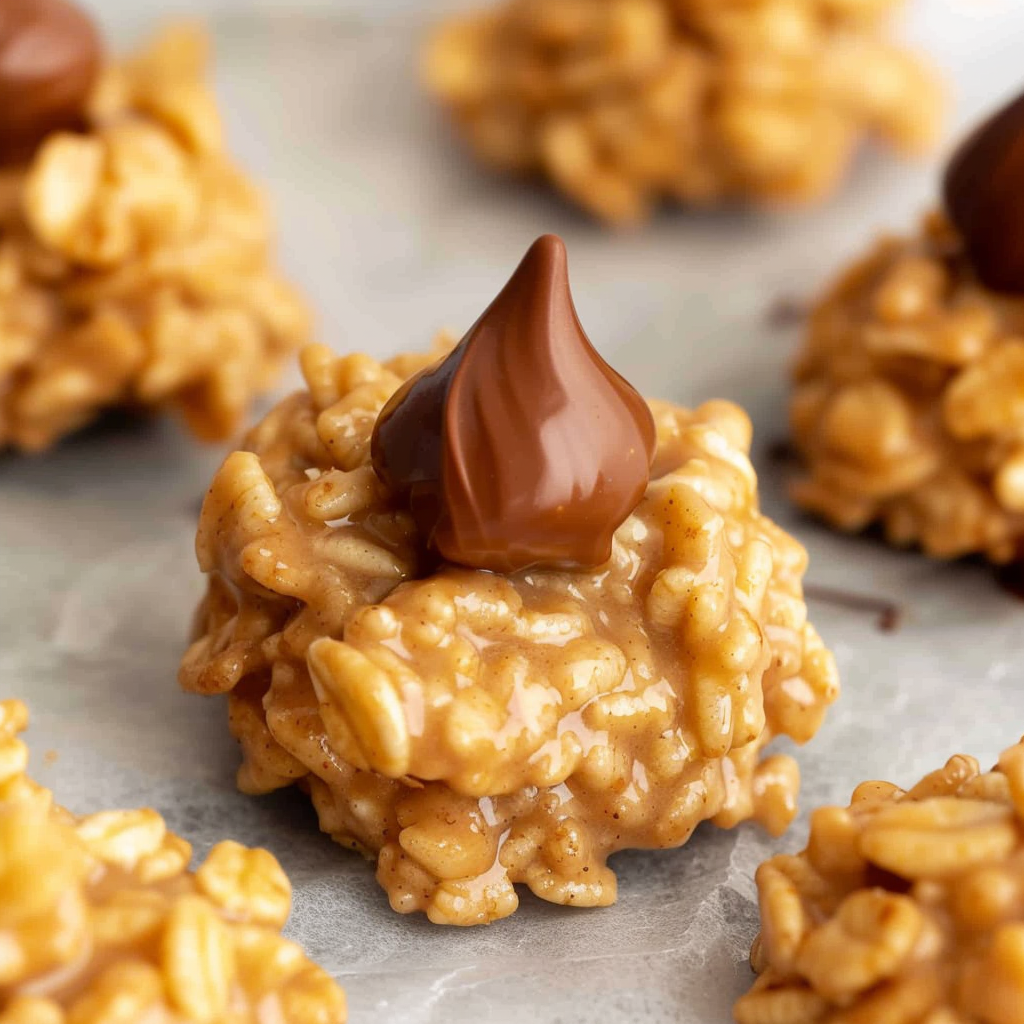 No Bake Peanut Butter Kiss Cookies