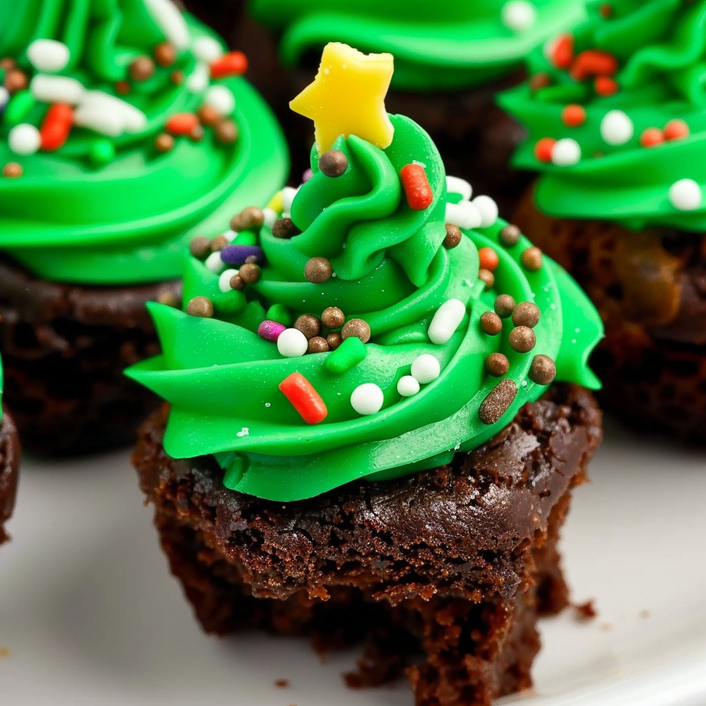 Christmas Tree Brownie Bites