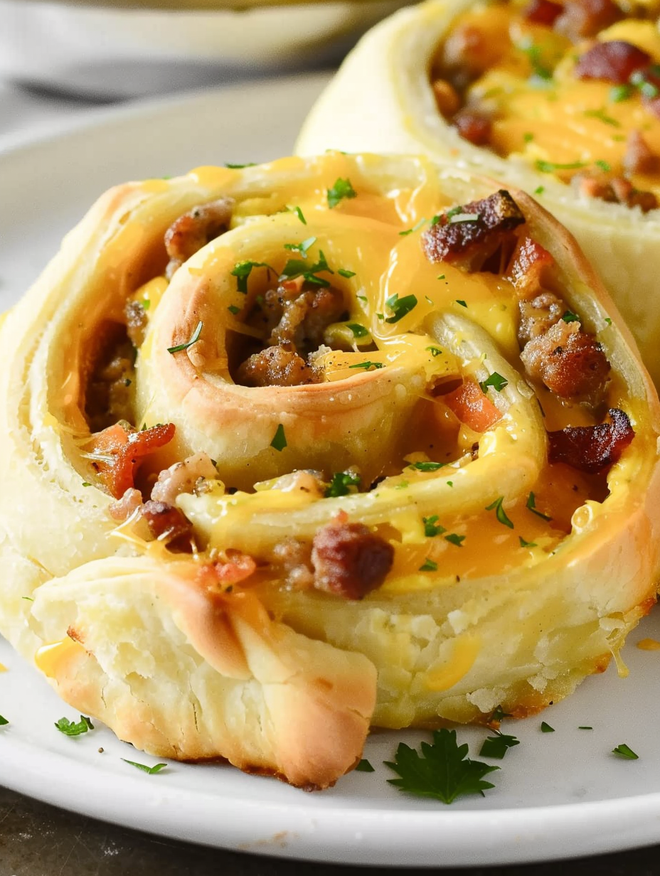 Hearty Breakfast Rolls with Sausage, Bacon & Cheese