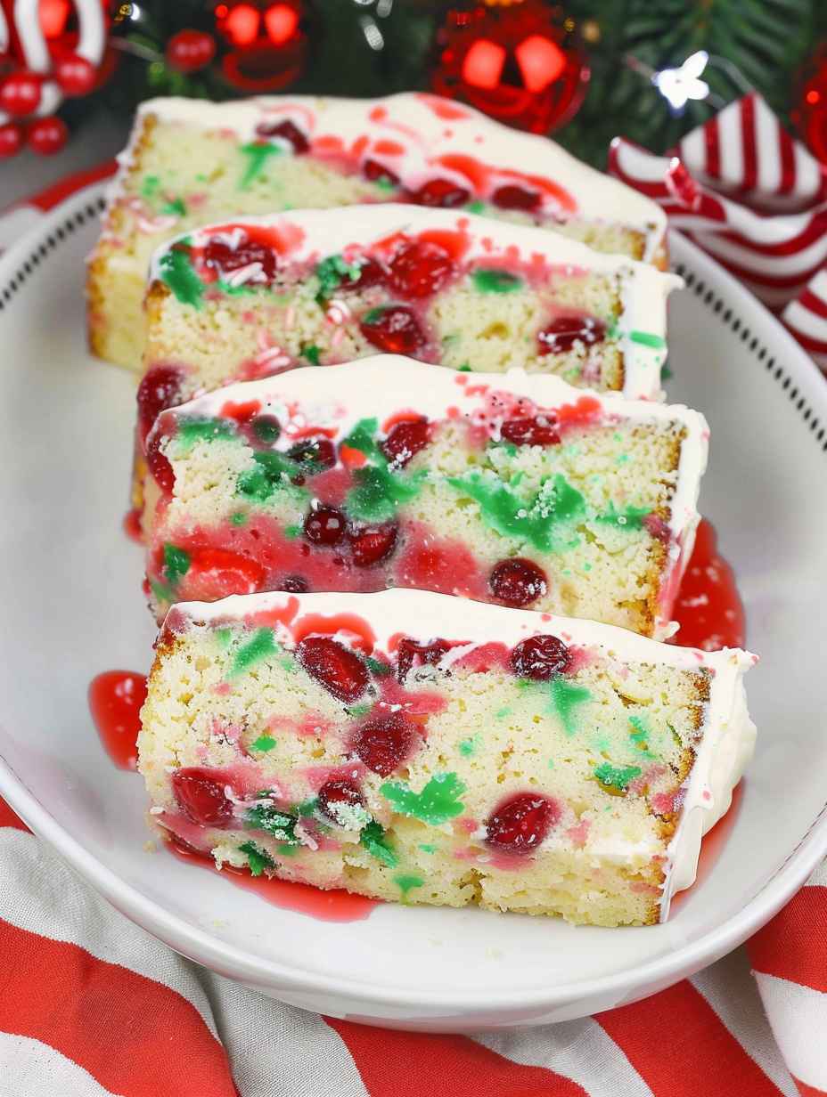 Christmas Sprinkle Bread with Vanilla Glaze