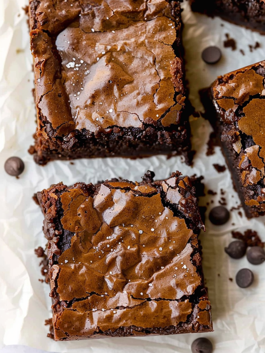 Freshly baked cocoa fudge brownies on cooling rack