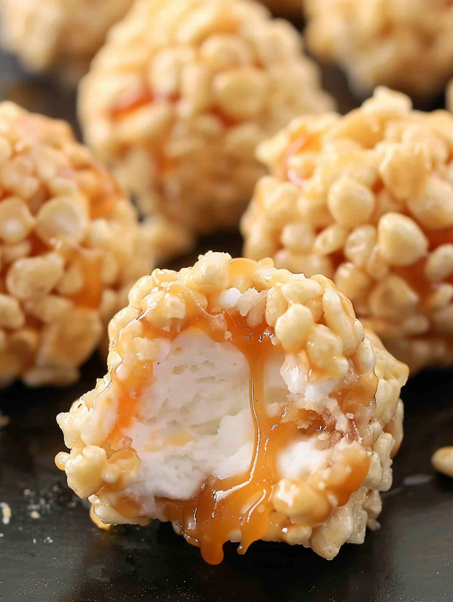 Caramel Marshmallow Rice Krispie Balls