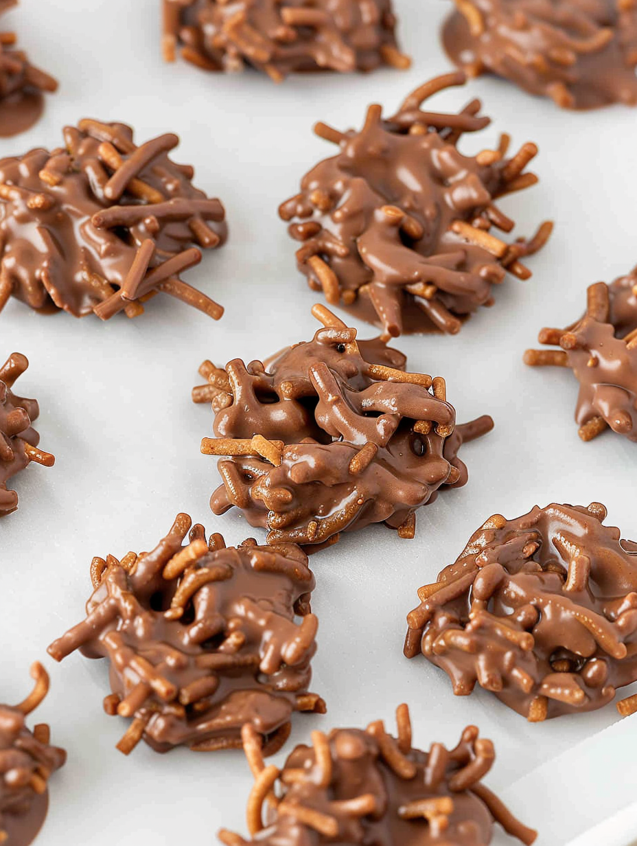 Melting chocolate in a bowl for haystacks