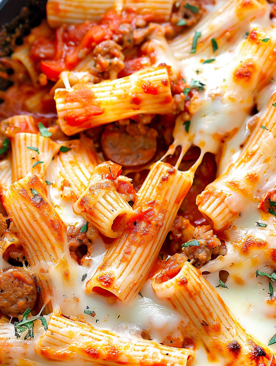 Easy Cheesy Pasta Bake with Sausage and Peppers