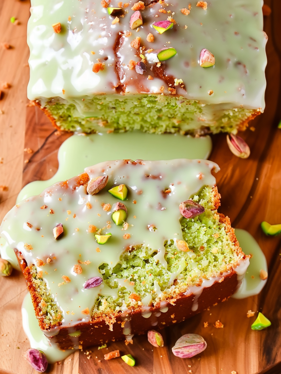 Pistachio Bread with Almond Icing