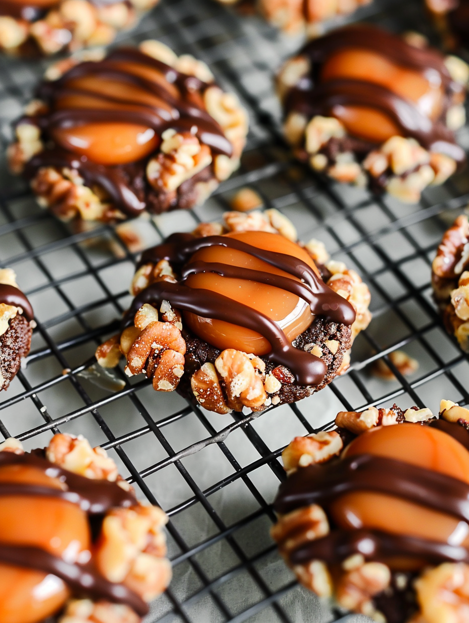 Turtle Thumbprint Cookies (Chocolate, Caramel & Pecan)
