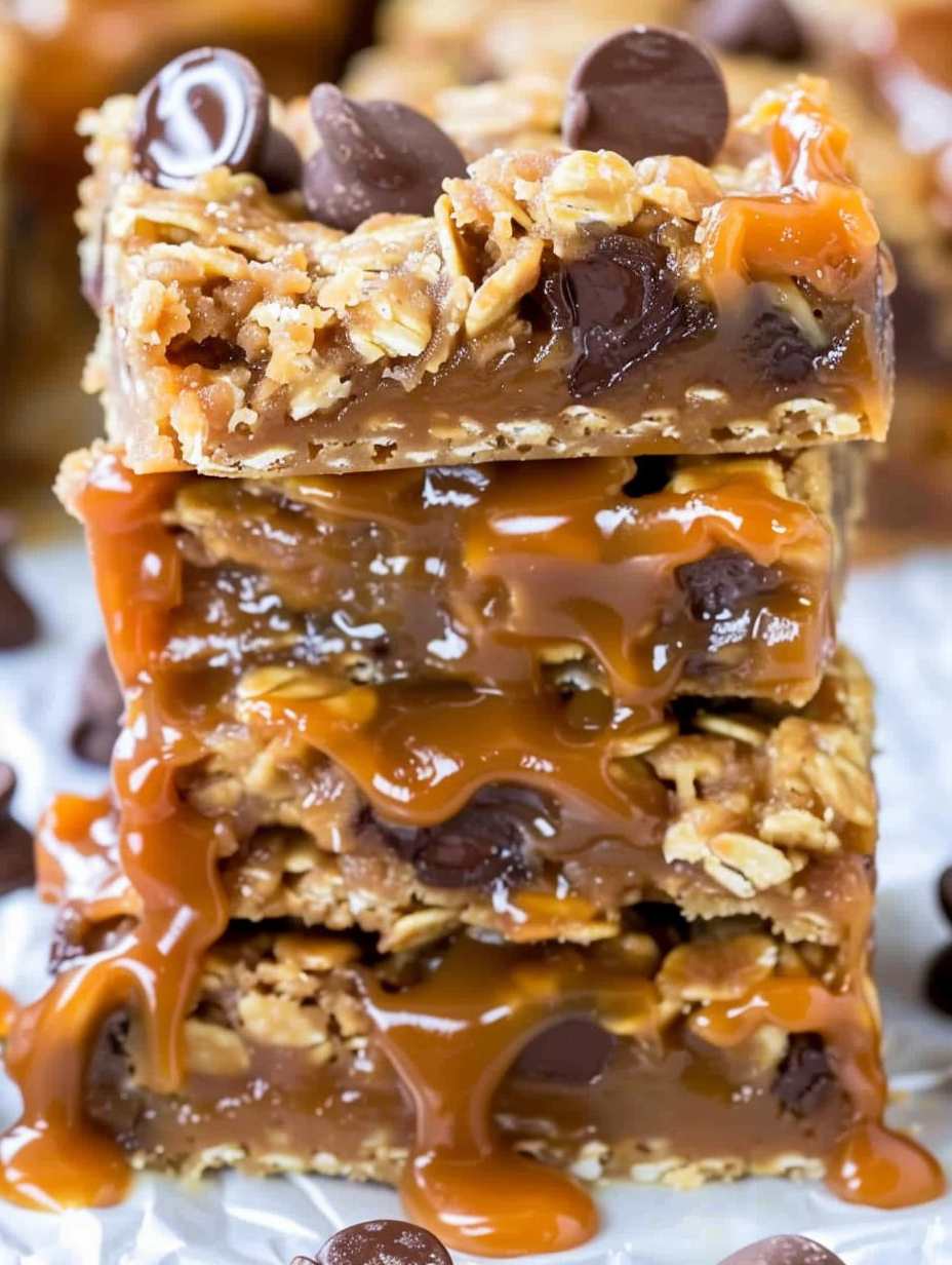 Close-up of caramel ribbon and chocolate