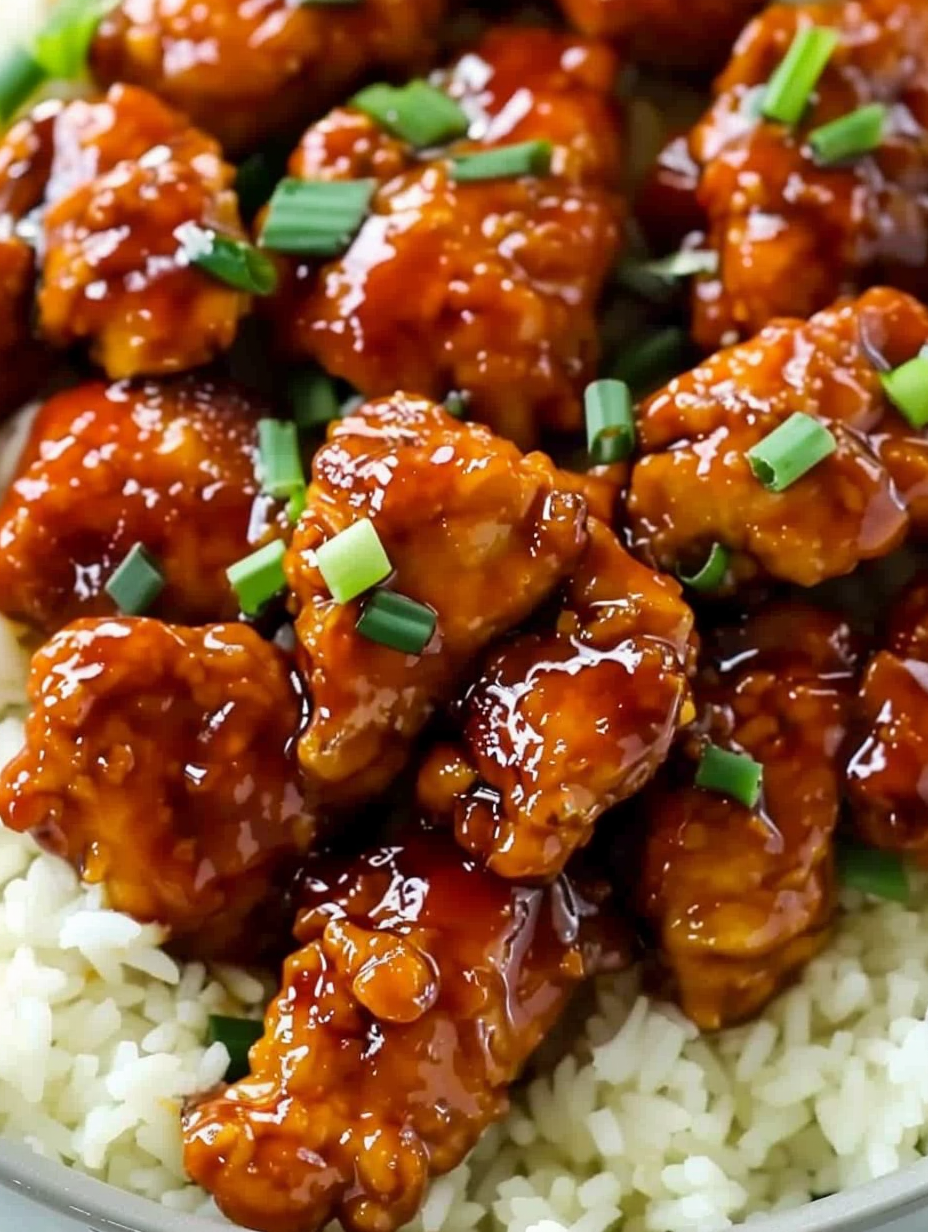 Crispy firecracker chicken pieces in baking dish