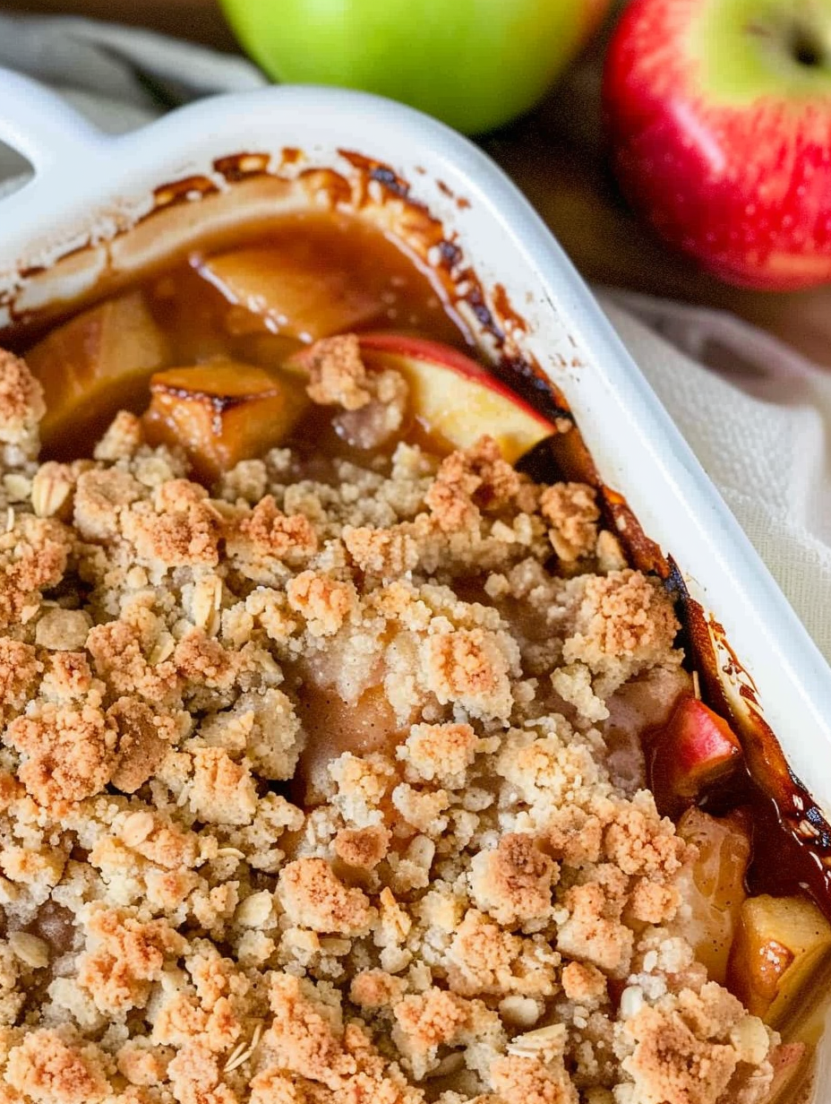 Apple crumble fresh from the oven