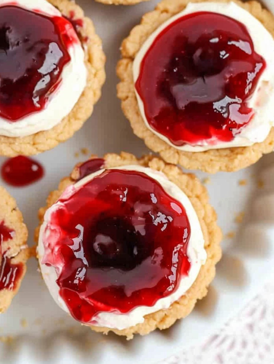 Cherry Cheesecake Cookie Cups on a plate