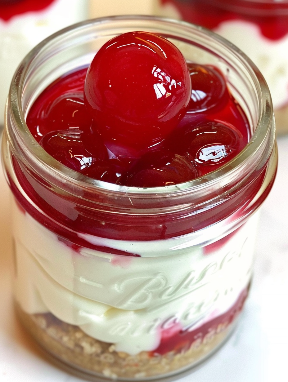 No-Bake Cherry Cheesecake Jars