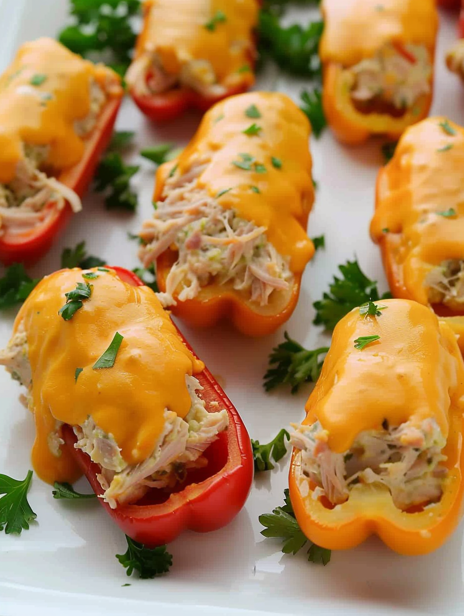 Keto Tuna Melt Poppers on a baking sheet