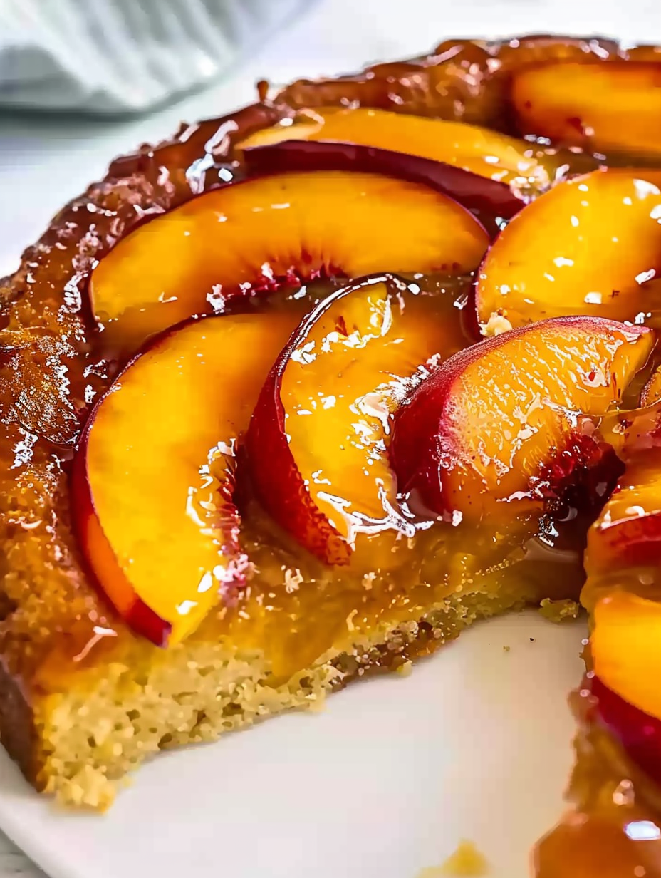 Tasty Bourbon Peach Upside Down Cake