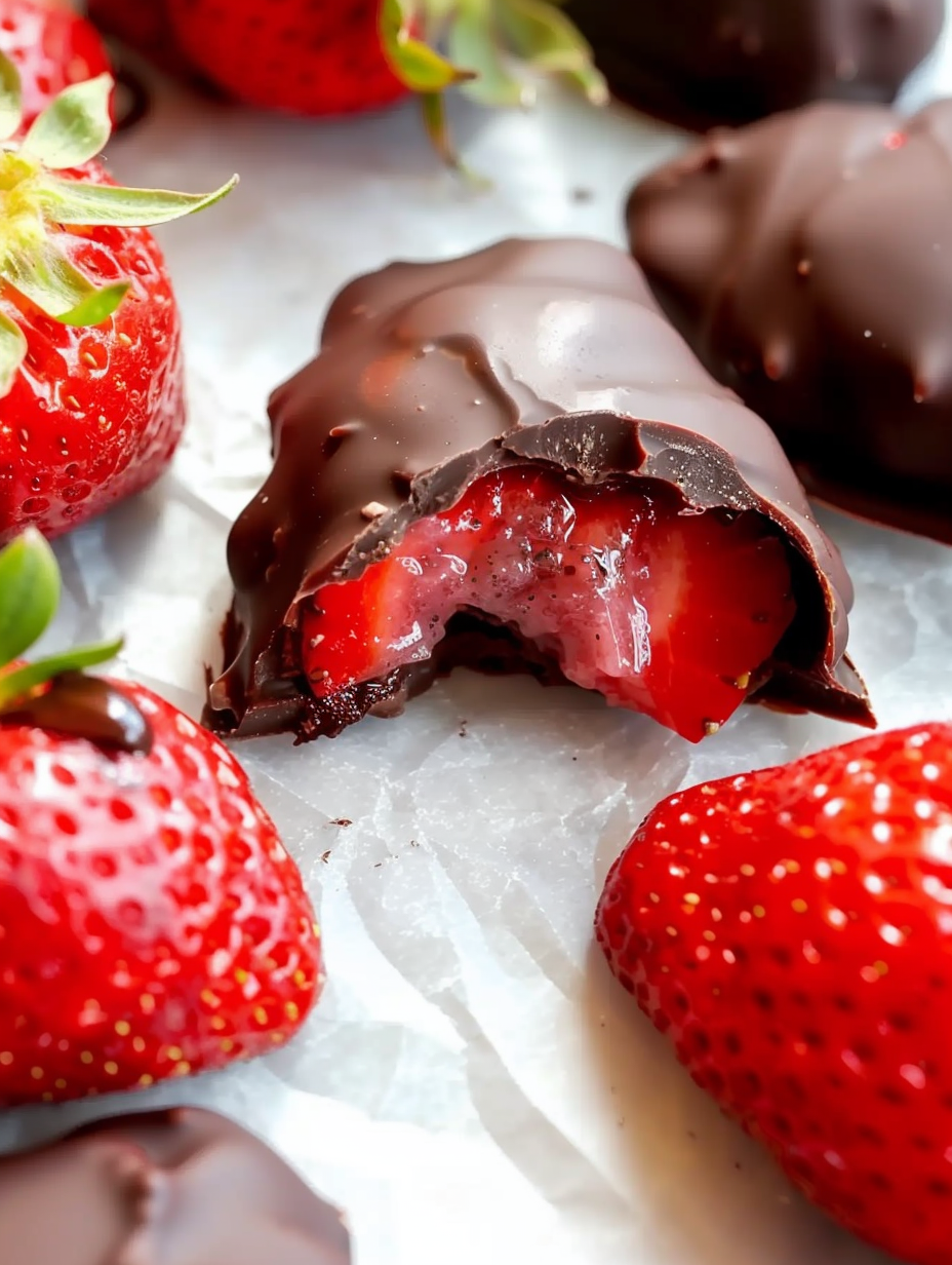 Frozen Chocolate Covered Strawberry Bites