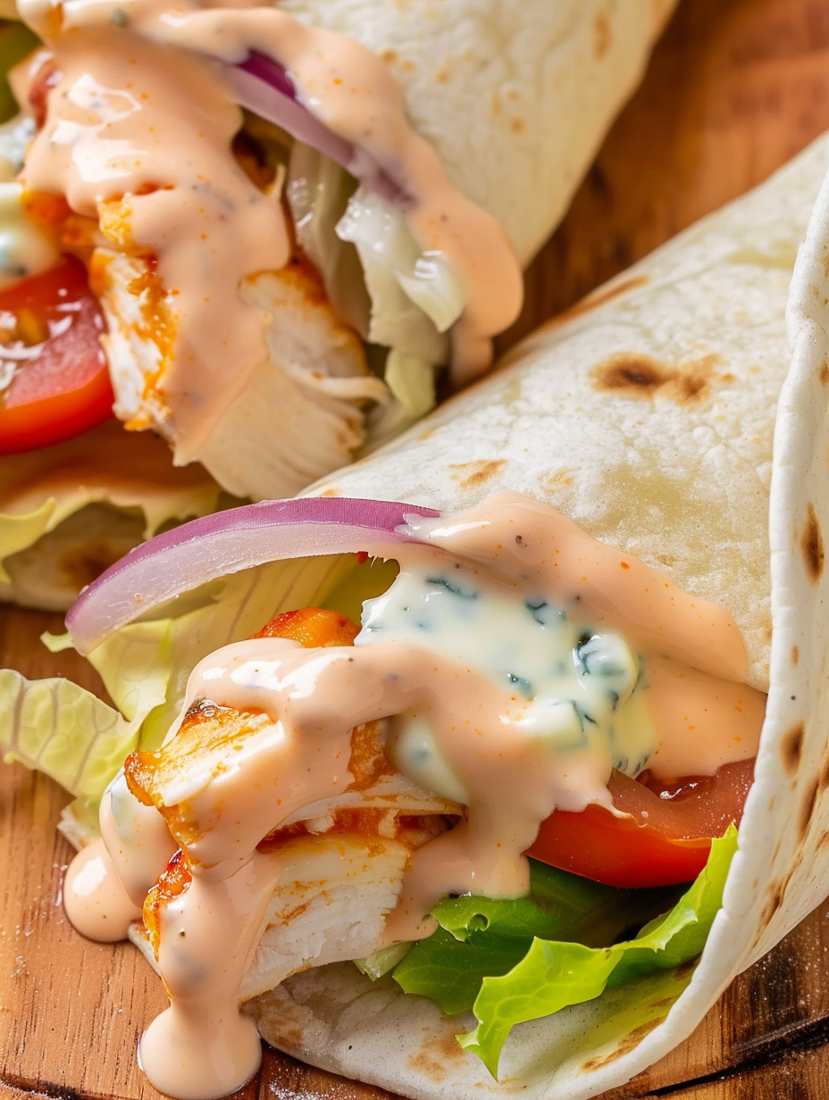 Buffalo chicken being mixed in a bowl