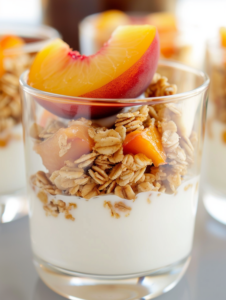 Fresh Peach Granola and Yogurt Parfait